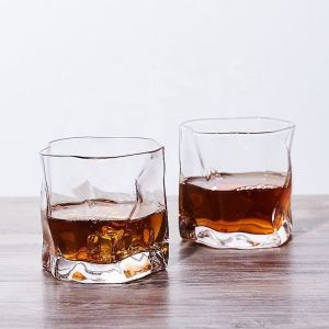 Buy cheap Irregular Handmade Whiskey Glass With Gold Rim from wholesalers