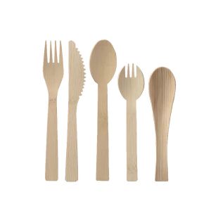 17cm Compostable Bamboo Spoon Biodegradable Disposable Spoon With Kraft Paper