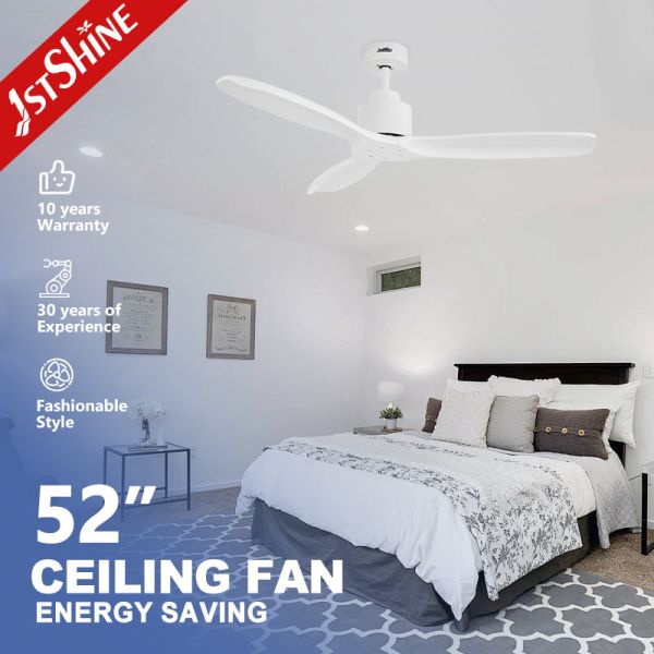 52 Inch White Solid Wood Blades DC Motor LED Ceiling Fan Not Equipped NO App