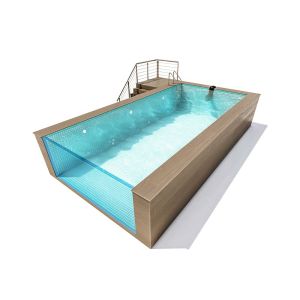 Clear Pool Window Prefabricated Steel Frame Container Pool for Above Ground