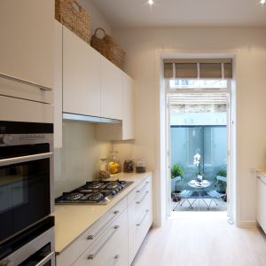 Buy cheap Custom White Simple Style Kitchen Cabinets Matt Melamine Kitchen Cabinets from wholesalers