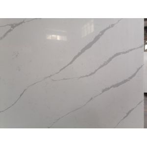 20MM Thickness Calacatta Quartz Stone Grey Veins Polished Marble Look Stone Slab
