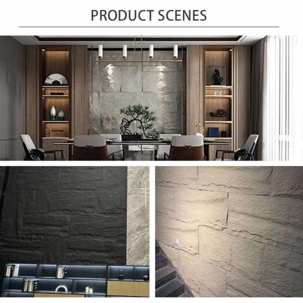 Home Decoration PU Cultural Stone Panel Dark Grey Simulation Polyurethane 120 * 60cm