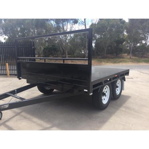 Quality Heavy Duty 14 x 7 Tray Top Trailer , Flat Utility Trailer With Full Length Side Tie Rails for sale