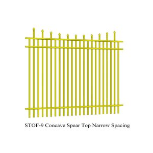 Buy cheap Concave Crimped Spear Top Narrow Spacing Steel Security Fence 2.1m x 2.4m rails 38mm x 38mm 3 rails from wholesalers