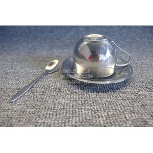 Manufacturers saucer plate sets reusable customised stainless steel coffee tea