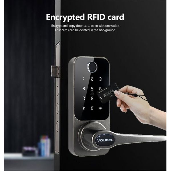 Wireless Front Door Handle Smart Lock ROHS Wifi Deadbolt Door Lock
