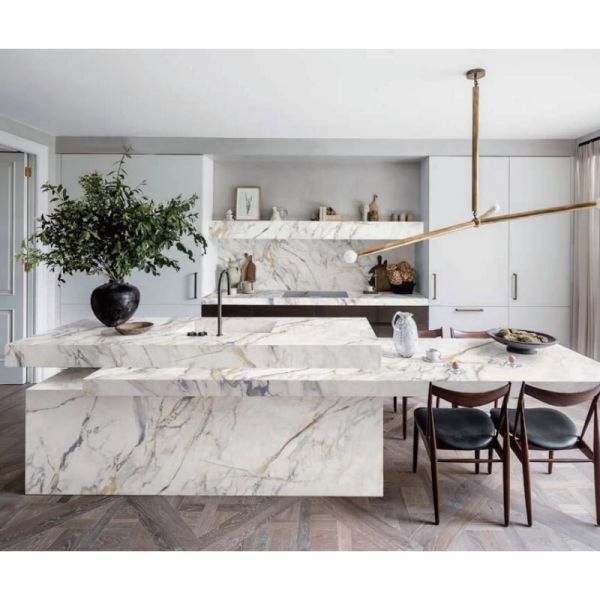 2cm/3cm Marble Effect Quartz Countertops HD Inkjet Print Marble Look Quartz