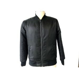Buy cheap Warm Black Mens Polyester Bomber Jacket With Zip Pocket On Sleeve TWS15781 from wholesalers