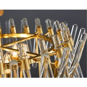 Luxury Kitchen Chandelier Modern Home Decor Hang Lamp Gold Rectangle ceiling