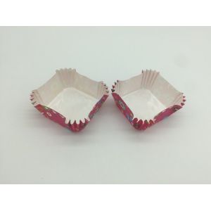 Cranberry Square Muffin Baking Cups , Pink Cupcake Wrappers High Temp Withstand