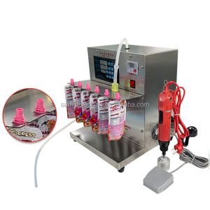 Customized Spout Bag Filling Machine , Table Type 100ml 8 Head Liquid Filling