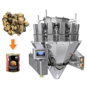 China Auto Weighing Filling And Sealing Machine For Bottle Tin Can 10-500g Canned Snail Meat on sale