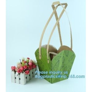 Flower Carrier Twisted Handle Rope Ribbon Tie Paper Carry Bag Shopping,Flower