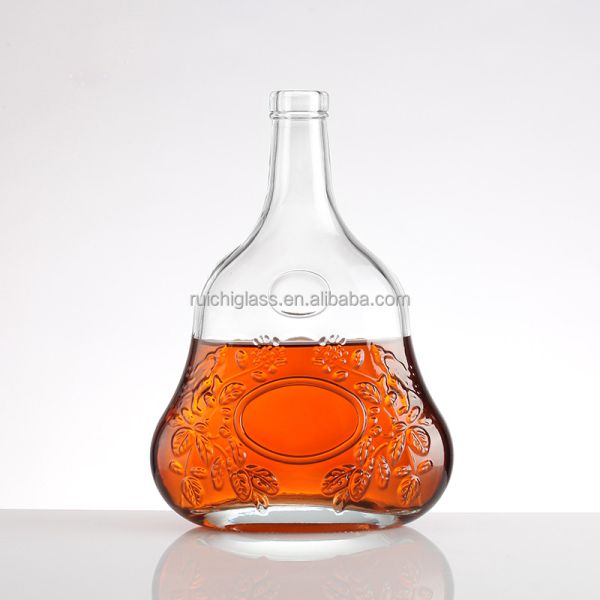 Buy cheap 700ml Clear Spirit Glass Bottle Unique Design for Brandy Base Material Super Flint Glass from wholesalers