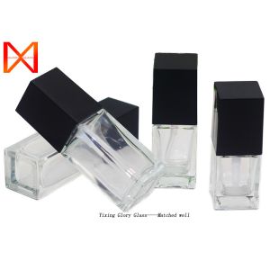 Buy cheap Foundation Glass Cosmetic Container Set Frosted Square Tight Seal With Pump Cap from wholesalers