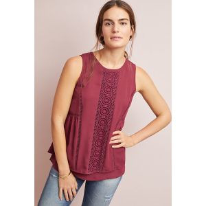 Women Red Sleeveless Top with Back zip