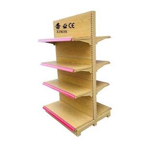 Buy cheap Factory Custom Size Color Logo Unique Design Wood Grain Color Double Sided Supermarket Shelves Bookstore Shelves from wholesalers