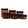 Buy cheap Clear pet plastic jars cosmetics 2 oz 4 oz 8oz matte black amber plastic jars with lids from wholesalers
