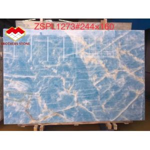 Buy cheap Light Blue Marble Jade Onyx Slab for Customized Cut-to-size Tiles Golden Veins from wholesalers