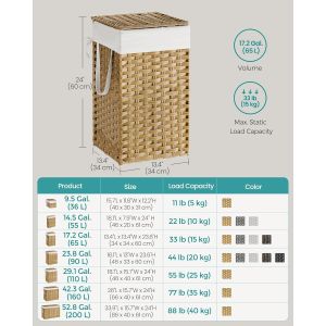 Buy cheap Laundry Hamper With Lid, 23.8 Gallon (90 L) Synthetic Rattan Clothes Laundry Basket With Lid And Handles, Foldable, Removable Liner, Goose Yellow from wholesalers