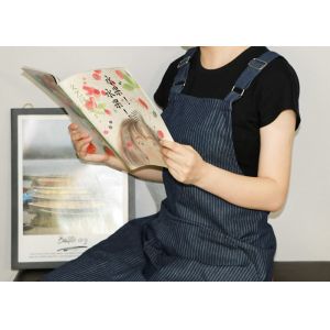 Blue Stripe Cloth Dustproof Womens Cooking Apron With Adjust Strap