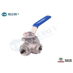 Threaded 3 Way Industrial Ball Valve ASTM A351-CF8M Type With Mounting Pad