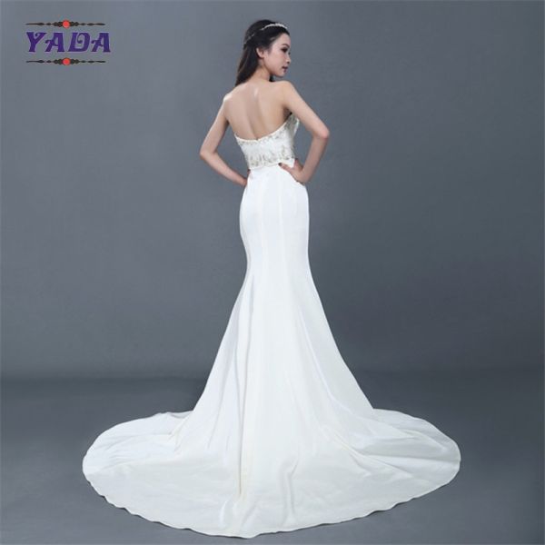 Sweetheart satin handmade embroidery beaded dresses color elegant wedding bride dress