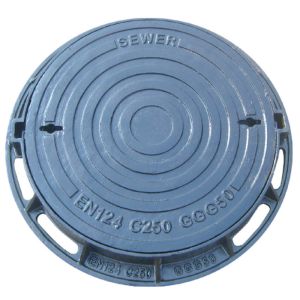 China Durable Black Telecom Manhole Cover With Frame Lockable EN124 C250 on sale