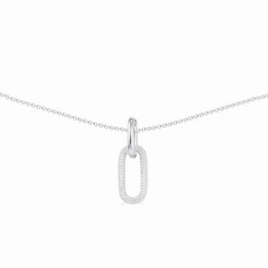 Buy cheap Minimalist Charm Paper Clip Pendant Necklace in Custom White Gold Plated 925 Sterling Silver with Trendy Style product