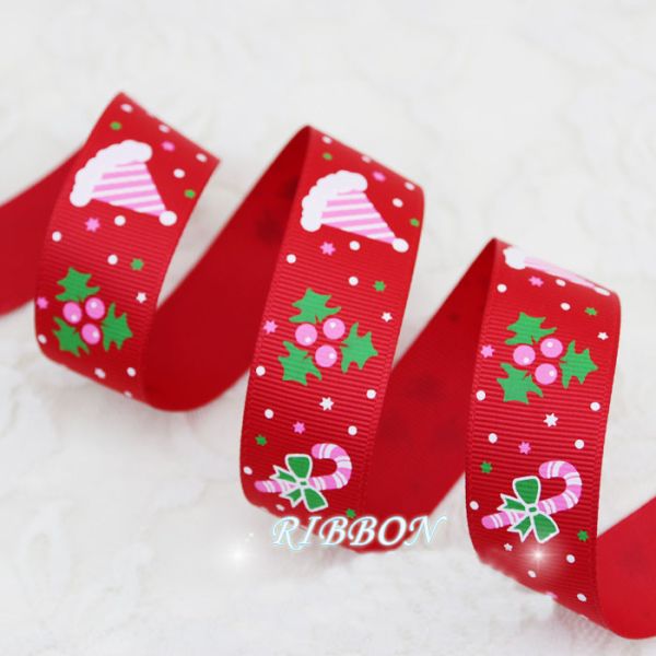 2020 Christmas holiday polyester tape with christmas tree and snow printed