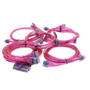 Buy cheap PSU Cable Bright Braided Power Supply Modular Cable Kit 24 Pin 8pin 6pin Length 630mm Gold Pink Blue Sliver Purple Green PVC from wholesalers