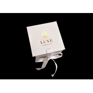 Buy cheap White Carton Square Flat Folding Boxes With Ribbon Open / Closure from wholesalers