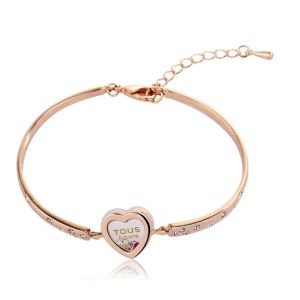 Buy cheap Stainless Steel Glass Heart Shape Rose Floating Charm Living Lockets Chain Bracelet GLB021 from wholesalers