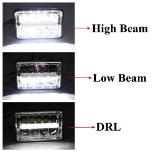 4X6" LED Headlights Kits High Low DRL Crystal Clear Sealed Beam For Jeep