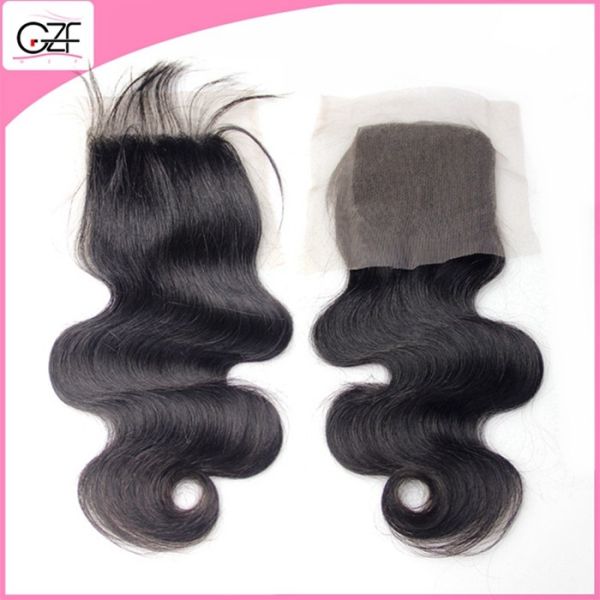 Quality High Quality Brazilian Virgin Human Hair Body Wave 4"*4" Lace Closure with Baby Hair for sale