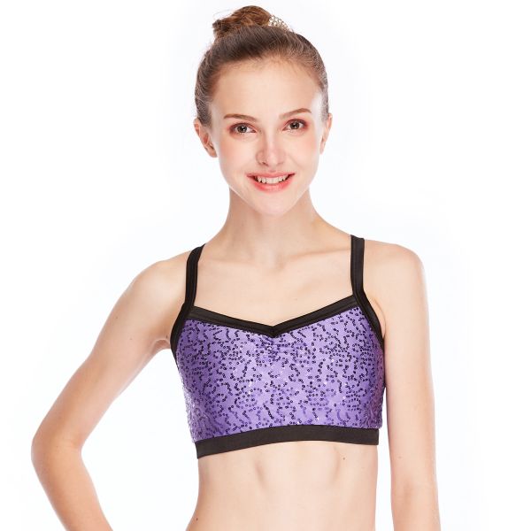 Buy cheap Camisole Full Sequins Jazz Bra Tank Top Hip Hop Dance Clothes With Black Edge from wholesalers