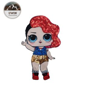 Various Design Doll Embroidered Badge Patch With Sequin / Weave Material