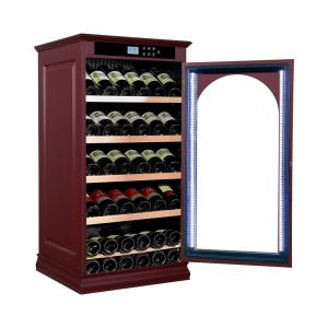 Premium Red Wood Wine Cooler with Smart Digital Temperature Control and Lockable