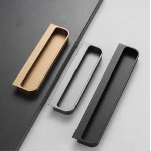 Aluminum Invisible Concealed Handle Embedded Cabinet Door Handles Drawer Hidden
