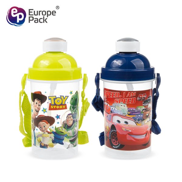 Quality School children bpa free cartoon 270ml drinking bottle plastic kids water bottle with straw for sale