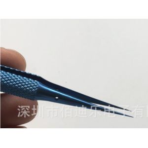 Buy cheap Precision titanium alloy blue colour fly line fingerprint tweezers for phone cooper wire repair clip jumper line 0.02mm from wholesalers