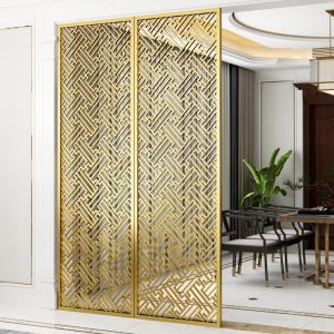 Buy cheap Laser Cut Creative Pattern Metal Room Divider Gold Room Partition from wholesalers