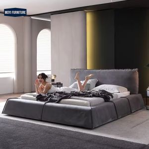 Buy cheap Soft Bed Modern Luxury Full Size Double Upholstered Bed Bedroom Furniture Set with Comfortable Upholstered Headboard from wholesalers