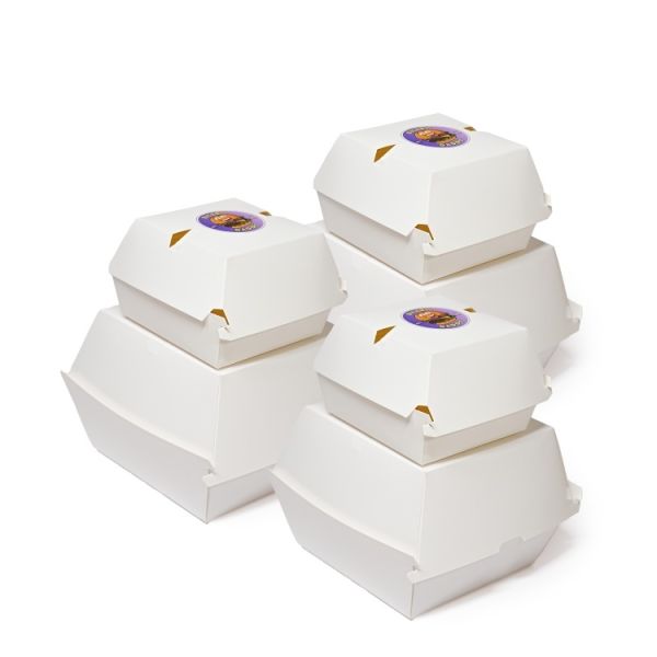Buy cheap Low MOQ custom logo burger box eco-friendly and recyclable white cardboard fast food box from wholesalers