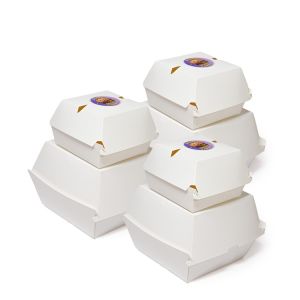 Buy cheap Low MOQ custom logo burger box eco-friendly and recyclable white cardboard fast food box from wholesalers