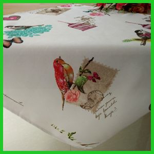 Spring designs polyester woven fabrics tablecloths with nice scenery of bird