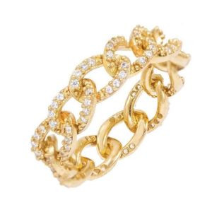 Buy cheap 925 Sterling Silver Eternity Link Chain Band Women Rings Classic Cuban Style with ZIRCON from wholesalers