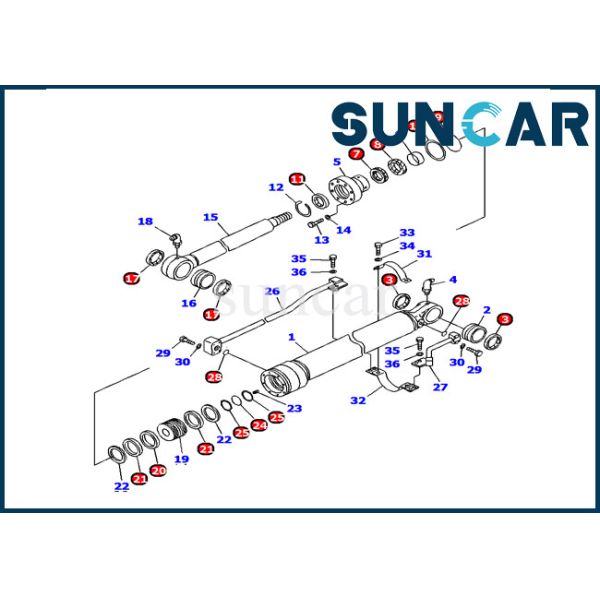 Quality 707-98-36240 Bucket Cylinder Sealing Kit Komatsu Seals PC120-6 Model Inner Repair Kit for sale