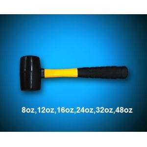 Buy cheap black rubber mallet with yellow fiberglass handle from wholesalers